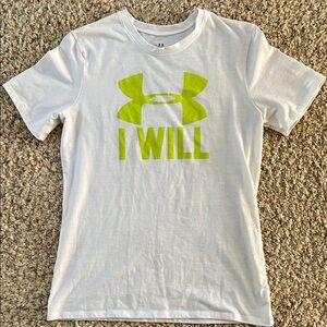 Under Armour White Tee with Bold Lime Green Graphic